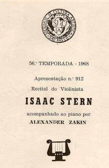 Anúncio de concerto de Isaac Stern