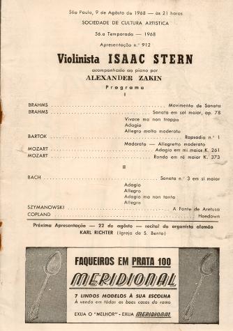Programa Isaac Stern em S.Paulo