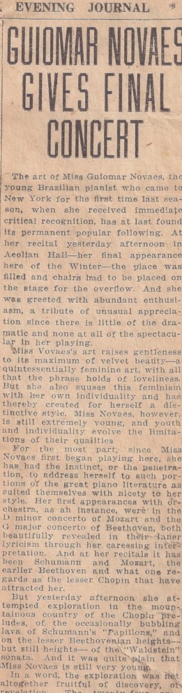 Guiomar Novaes. Arquivo A.B.E.